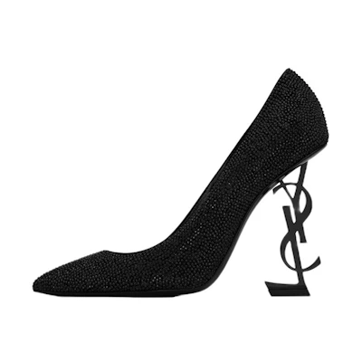 (W) Saint Laurent High Heel 'Crystal Suede Black'