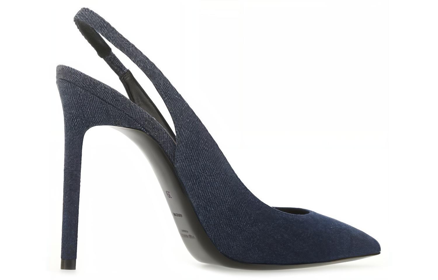 Shop (W) Saint Laurent Sepatu Tumit Tinggi 'Deep Blue' 6395412O8004110