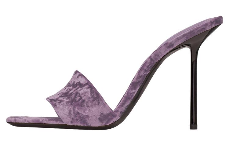 Buy (W) Saint Laurent Scarpe Col Tacco Alto in Velluto Viola Comfort e Moda Slide 711172AAAPM5832