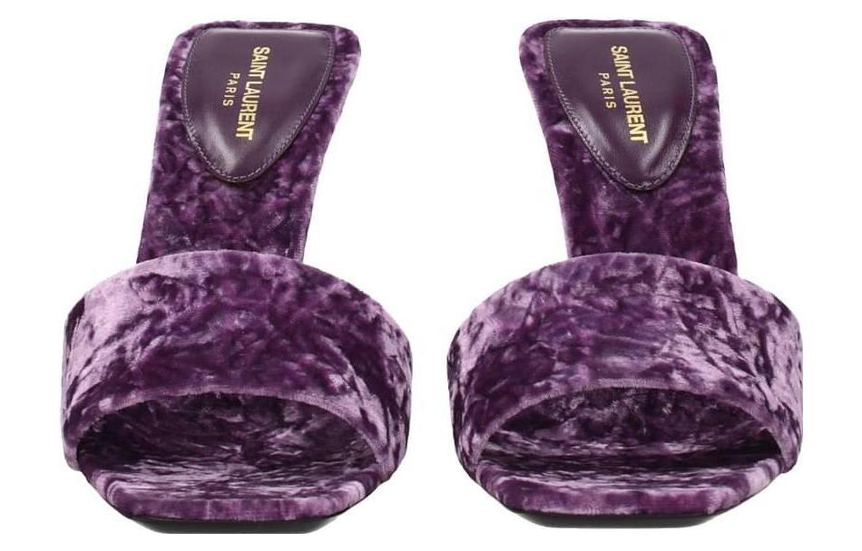 Purchase (W) Saint Laurent Scarpe Col Tacco Alto in Velluto Viola Comfort e Moda Slide 711172AAAPM5832
