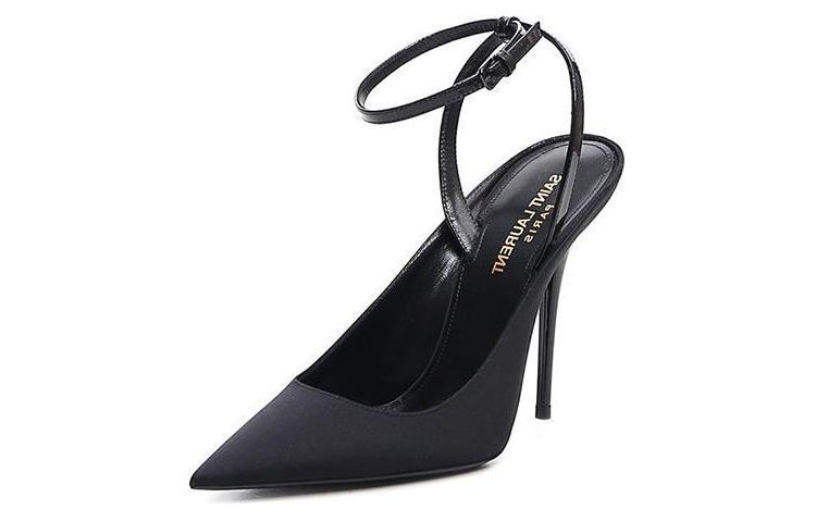 Lookbook (W) Saint Laurent Tumit Tinggi 'Kulit Hitam' 6568231UU201000