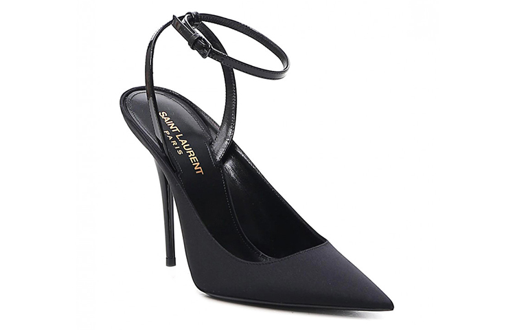 Shop (W) Saint Laurent Tumit Tinggi 'Kulit Hitam' 6568231UU201000