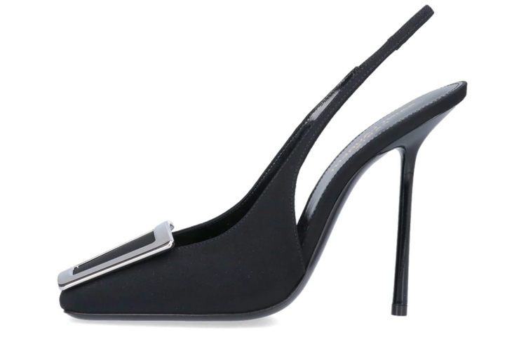 Buy (W) Saint Laurent Tumit Tinggi 'Fesyen Kulit Hitam' 698174AAAKY1000