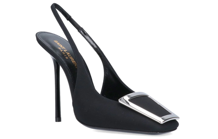 Lookbook (W) Saint Laurent Tumit Tinggi 'Fesyen Kulit Hitam' 698174AAAKY1000