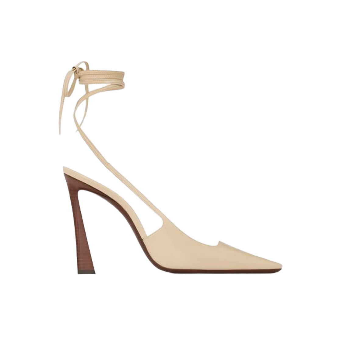 (Women) Saint Laurent High Heels 'Brown Pointed-Toe Lace-Up Stiletto' 731433AABNE1910
