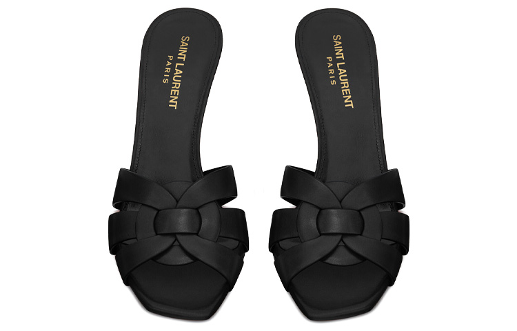 Shop (W) Saint Laurent Kasut Tumit Tinggi 'Kulit Licin Hitam' 650986DWE001000
