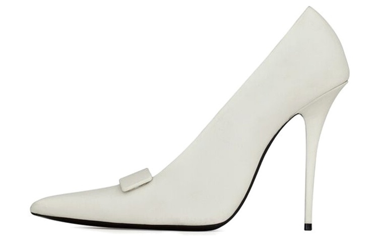 Buy (W) Saint Laurent Sepatu Heels Tinggi 'Kulit Putih' 709159AAAQC9030