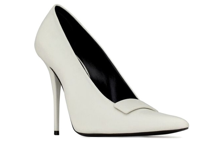 Order (W) Saint Laurent Sepatu Heels Tinggi 'Kulit Putih' 709159AAAQC9030