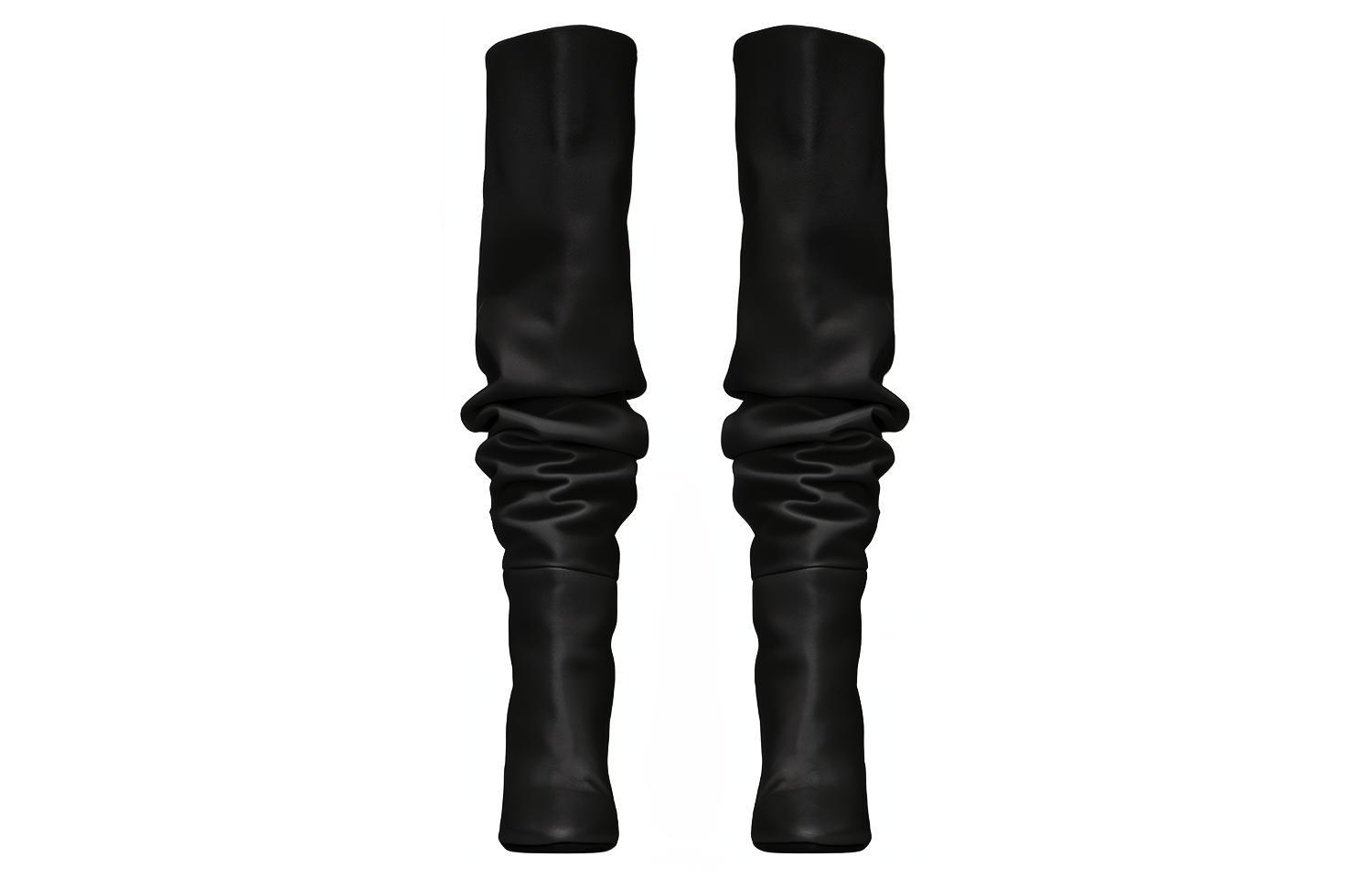 Shop SAINT LAURENT 聖羅蘭 皮革 休閒 高筒靴 女款 黑色