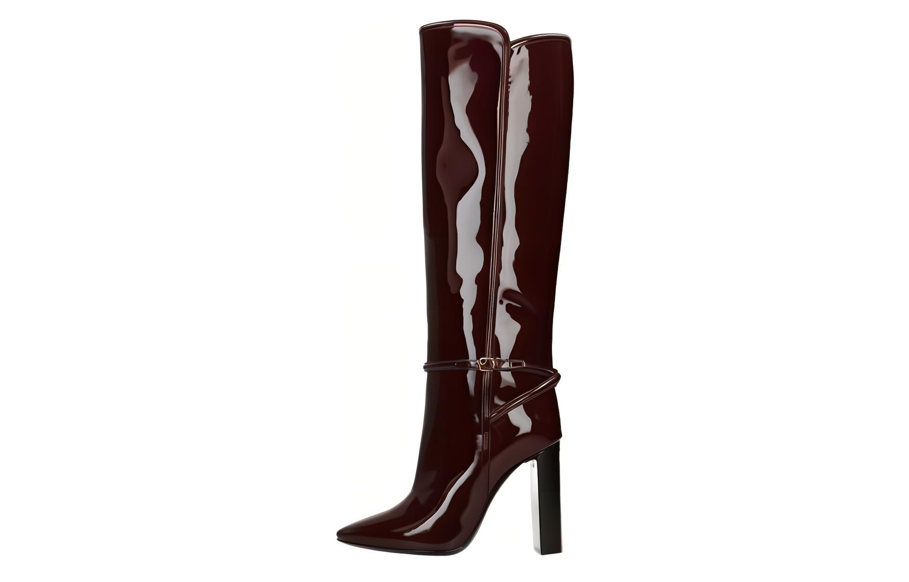 (Women) Saint Laurent High Top Buckle Boots 'Red Leather' 6337271TV006142