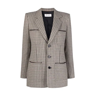 (Women) Saint Laurent Houndstooth Single-Breasted Blazer Brown 667509Y3D091159