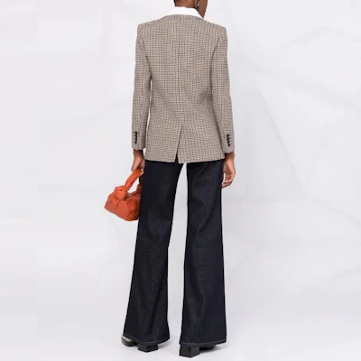 (W) 圣罗兰棕色千鸟格单排扣西装外套 667509Y3D091159 Shop (W) 圣罗兰棕色千鸟格单排扣西装外套 667509Y3D091159