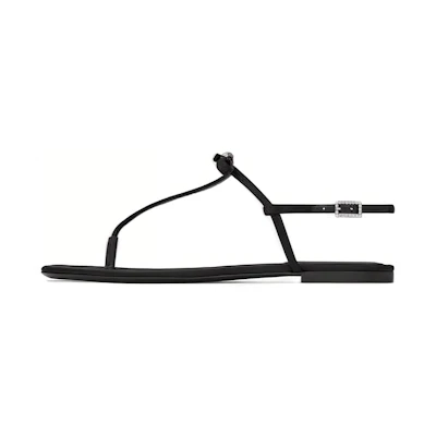 (W) Saint Laurent Jackie Satin Crinkled Sandals 'Black'