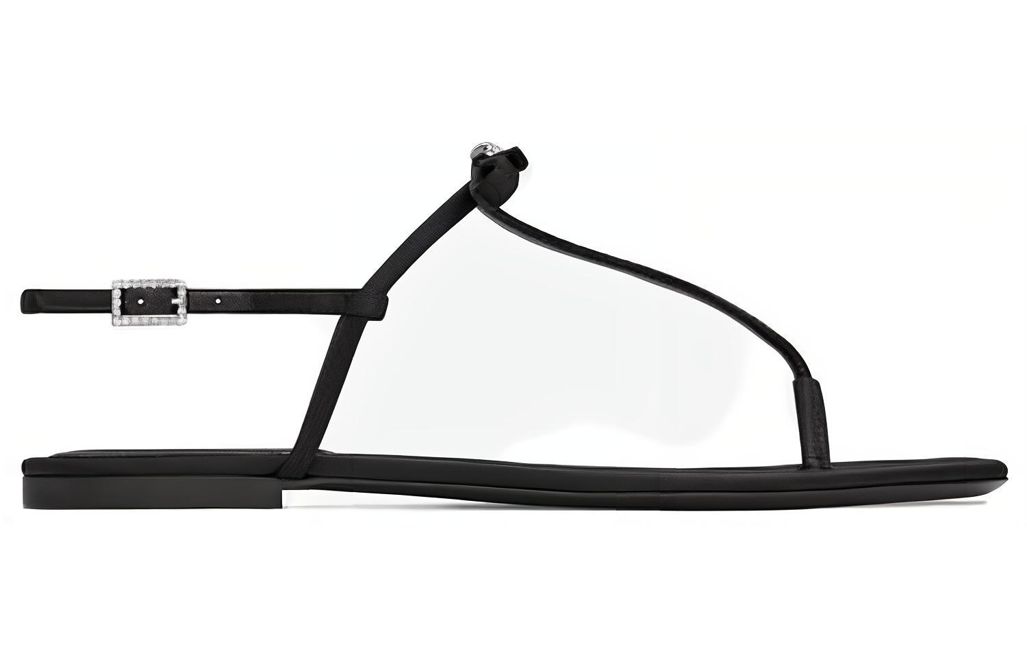 (W) Saint Laurent Jackie Satin Crinkled Sandals 'Black' 圖 2