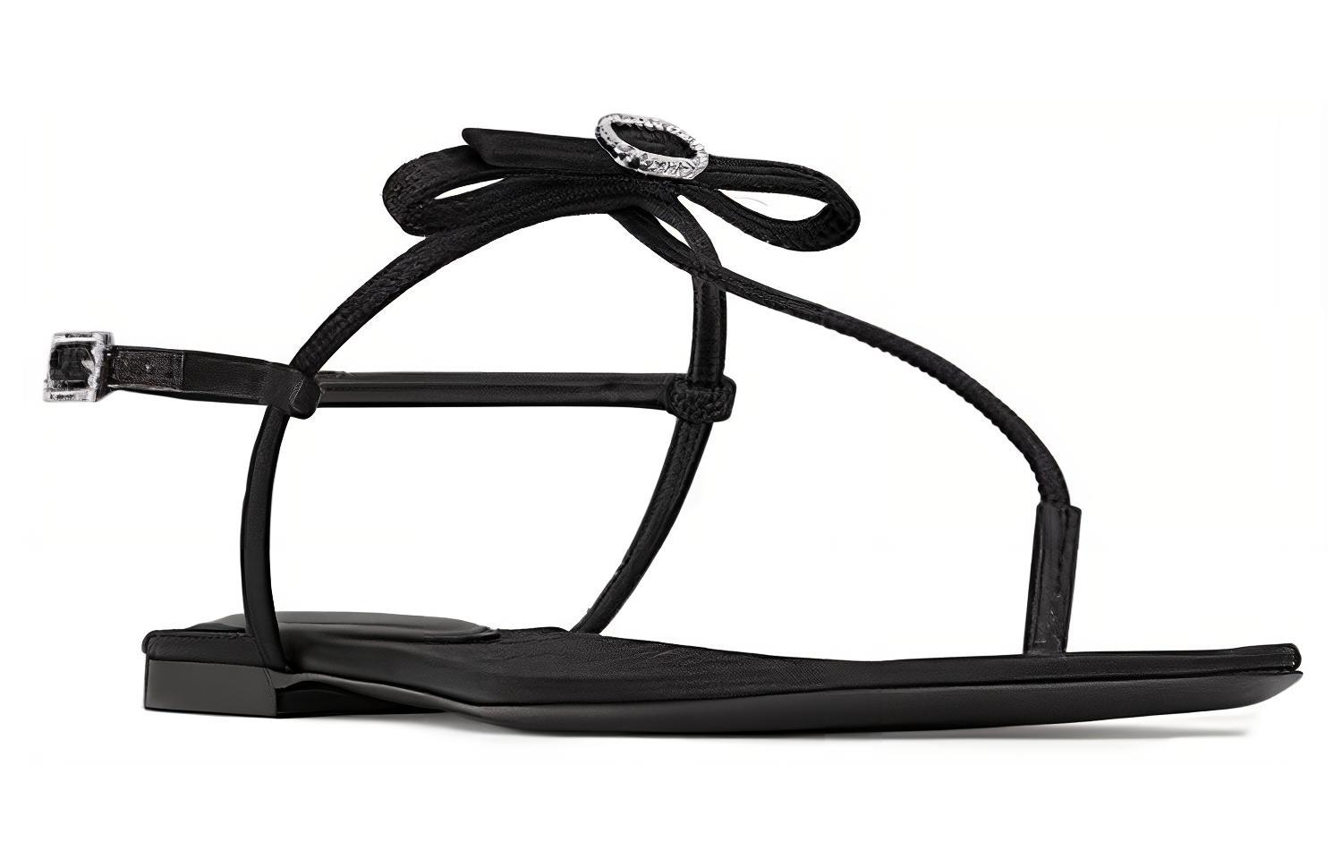 (W) Saint Laurent Jackie Satin Crinkled Sandals 'Black' 圖 3