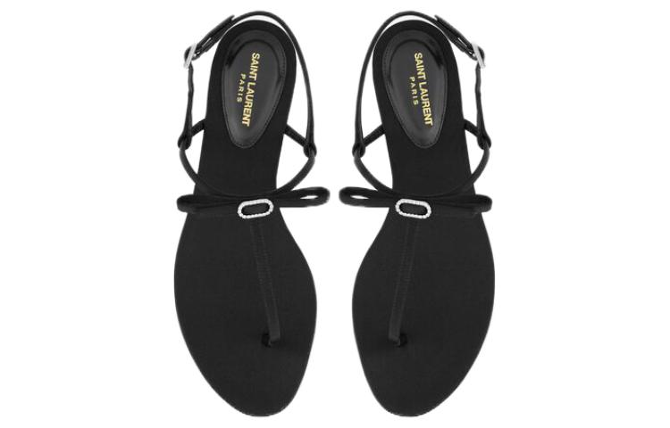 (W) Saint Laurent Jackie Satin Crinkled Sandals 'Black' 圖 4