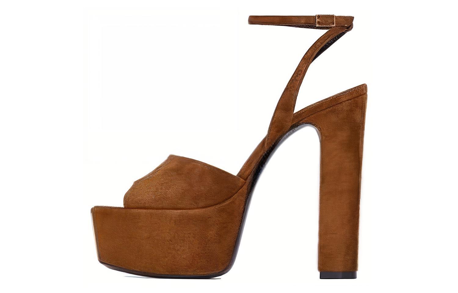 (Women) Saint Laurent Jodie Platform Sandals Brown 7017880LI002330