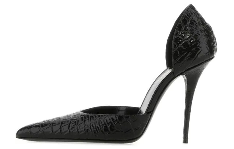 (W) Saint Laurent Kayla 110 'Black Croc Embossed'