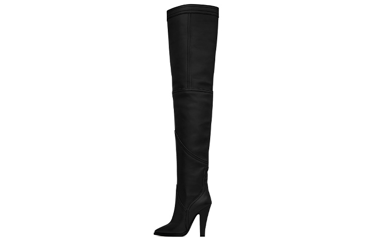 (Women) Saint Laurent Kensington 'Black Smooth Leather Over-the-Knee' 66763825Y001104