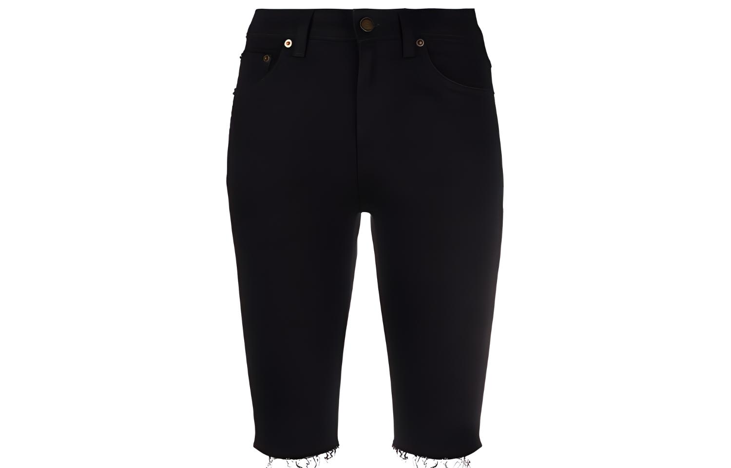 (Women) SAINT LAURENT Knee-Length Slim Fit Denim Shorts Black 659903YO5001080