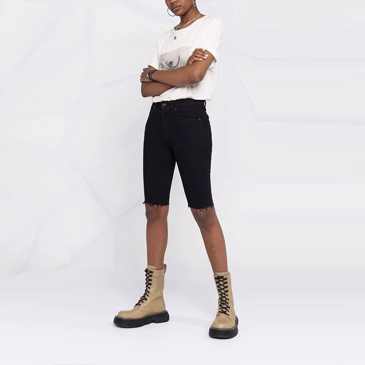 Purchase (Women) SAINT LAURENT Knee-Length Slim Fit Denim Shorts Black 659903YO5001080