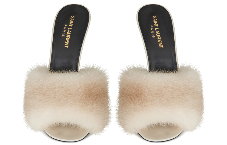 Shop (W) サンローラン LA16 ミルクホワイトオープントゥハイヒール 650762E0E009700