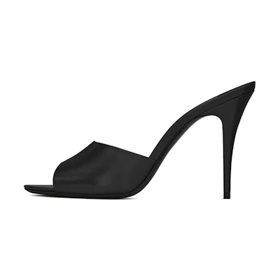(W) Saint Laurent La 16 High-Heeled 'Smooth Black Leather'