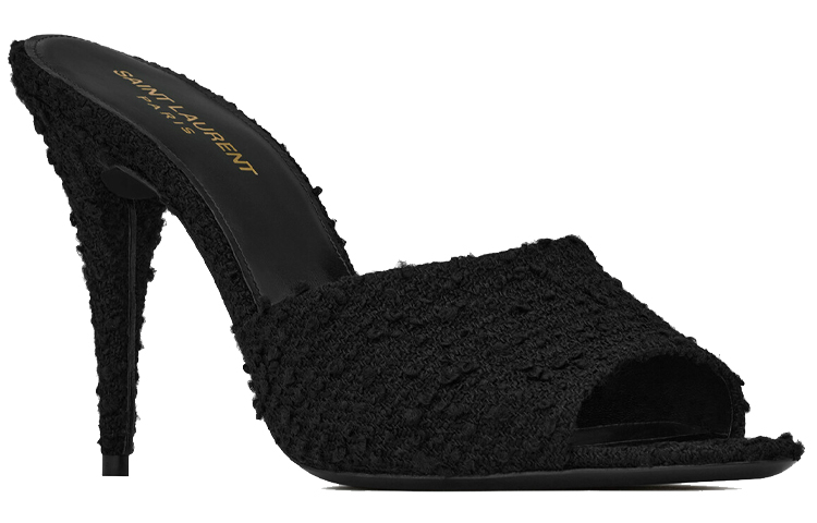 Lookbook (W) Saint Laurent La 16 Tacón Alto 'Tweed Negro' 6702530CO001000