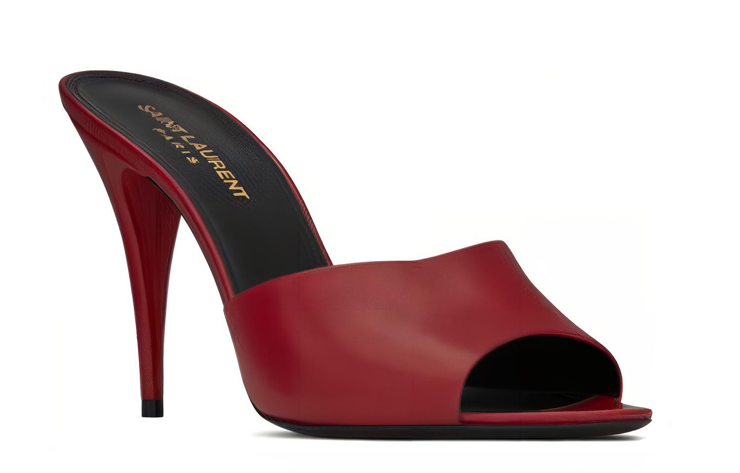 Order SAINT LAURENT La 16光滑皮革高跟鞋 女款 絢麗紅