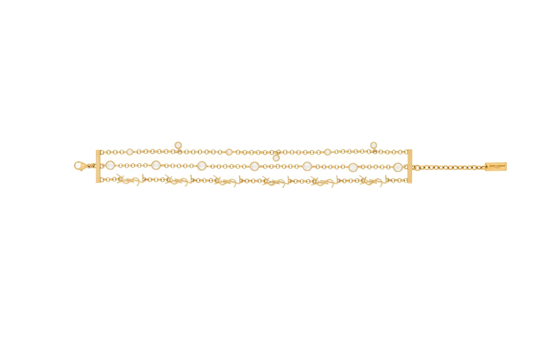 (Women) SAINT LAURENT LE CASSANDRE Multi-Chain Brass Bracelet  Gold. 770495y15268066
