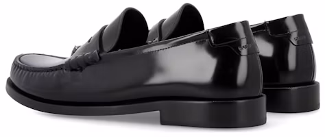 Shop SAINT LAURENT 皮革 套穿 樂福鞋 女款 黑色