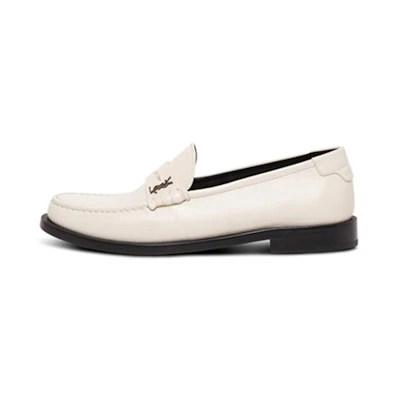 (W) Saint Laurent LE Loafer Penny Slippers Pearl