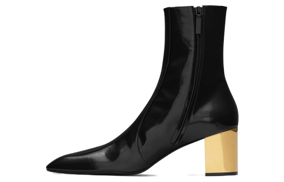 Buy 聖羅蘭 皮革 休閒百搭 短靴 女款 黑色