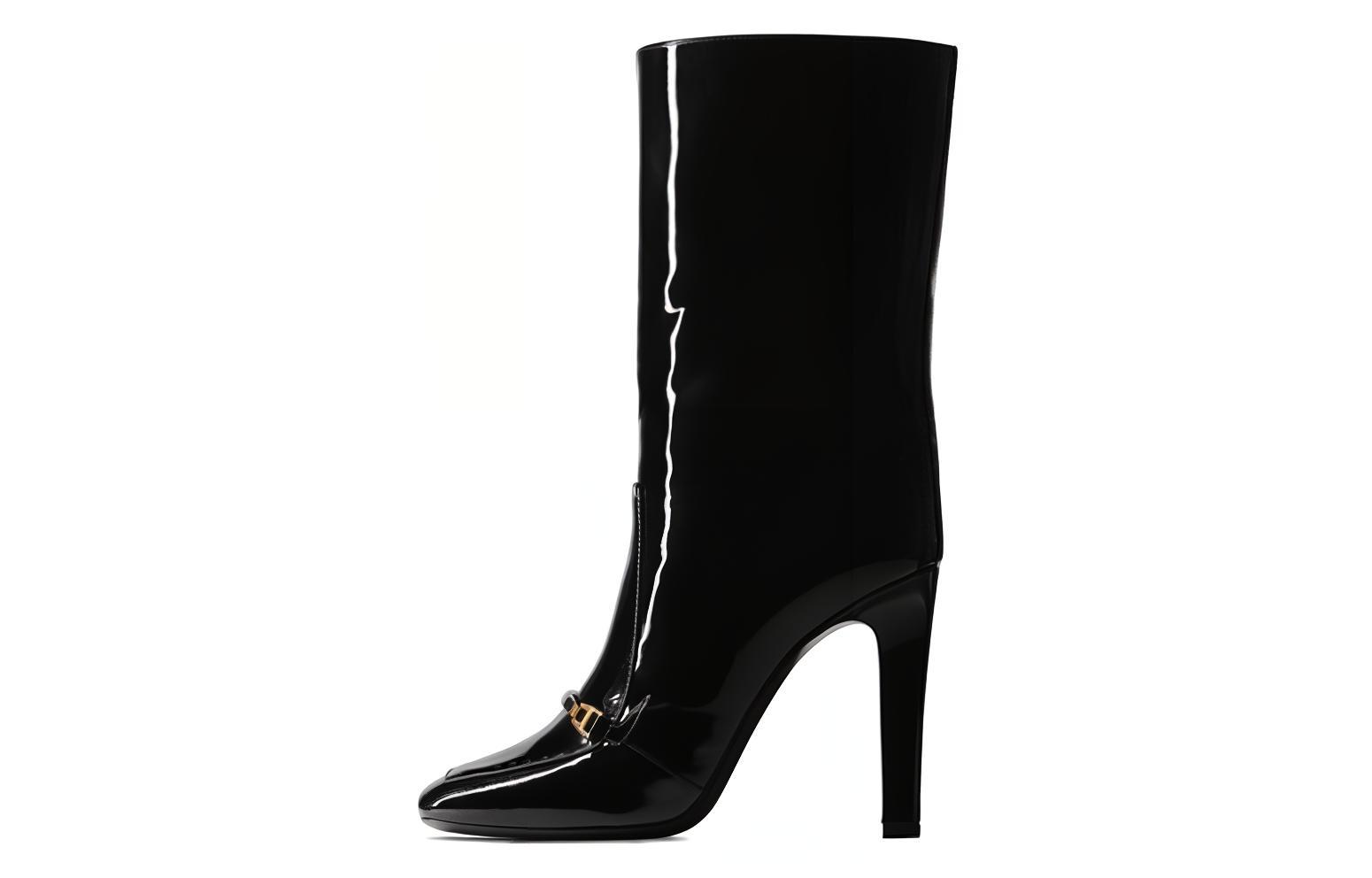 Buy (W) Bota de Tobillo de Piel Saint Laurent 'Moda Negra' 7112161TVKK1000