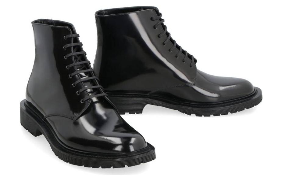 Lookbook (W) Saint Laurent Leder Stiefelette ''Komfort Casual Schwarz'' 632412AAAS61000
