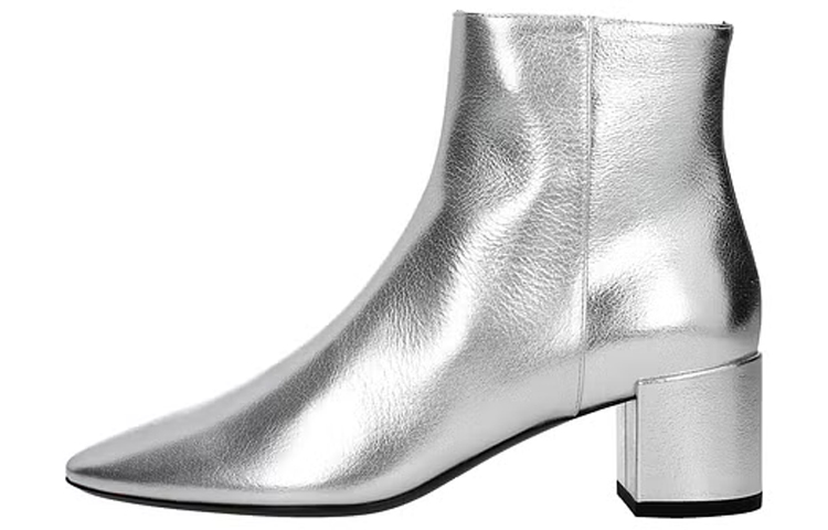 (Women) Saint Laurent Leather Ankle Boot 'Silver' 528204BSZ008105