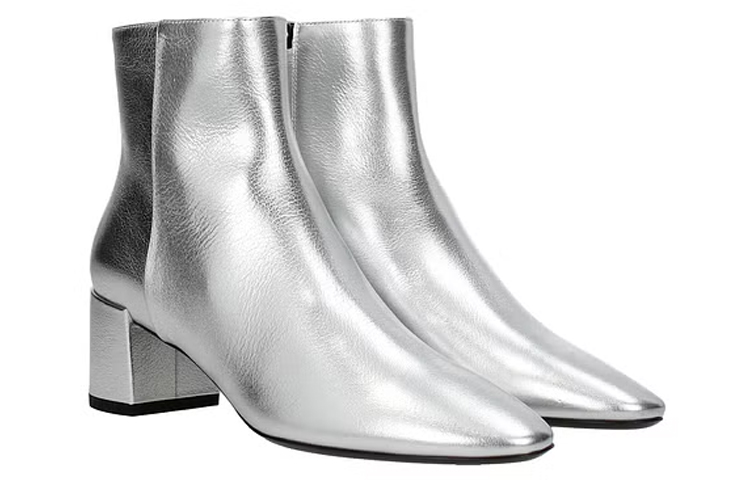 Order (W) 圣罗兰银色皮革短靴 528204BSZ008105