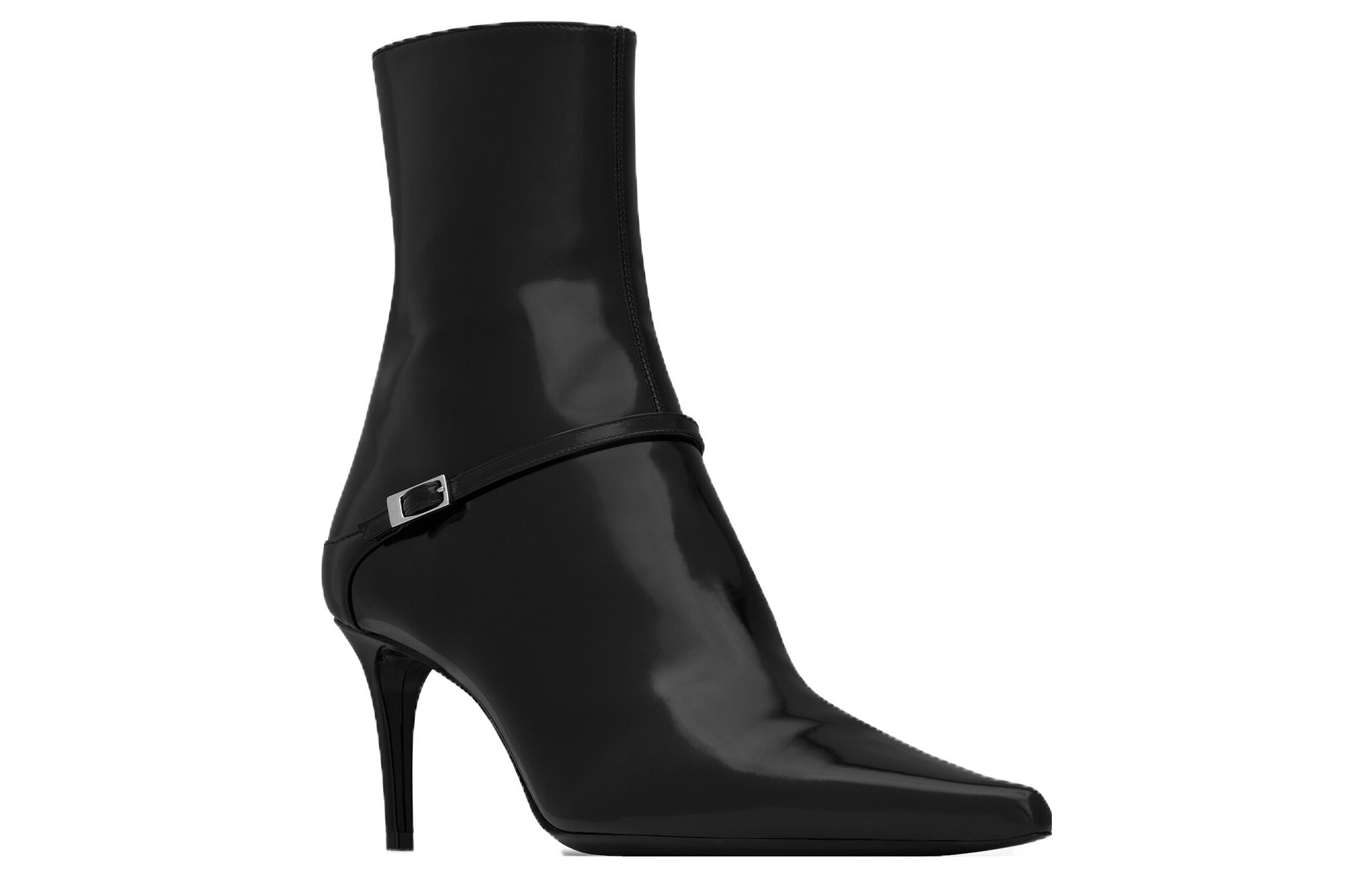 Lookbook (Women) Saint Laurent Leather Ankle Boots 'Black' 7cm 762996AAAZY1000