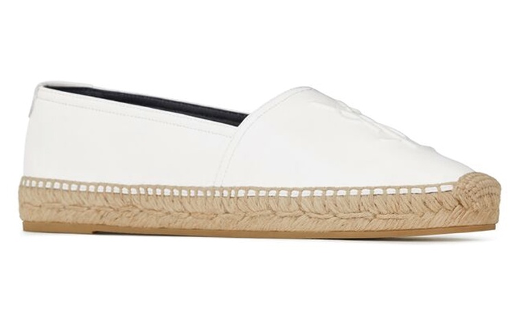 Order (W) Saint Laurent Leren Slip-On ''Wit'' met Gegraveerd Design 4848900NO609030