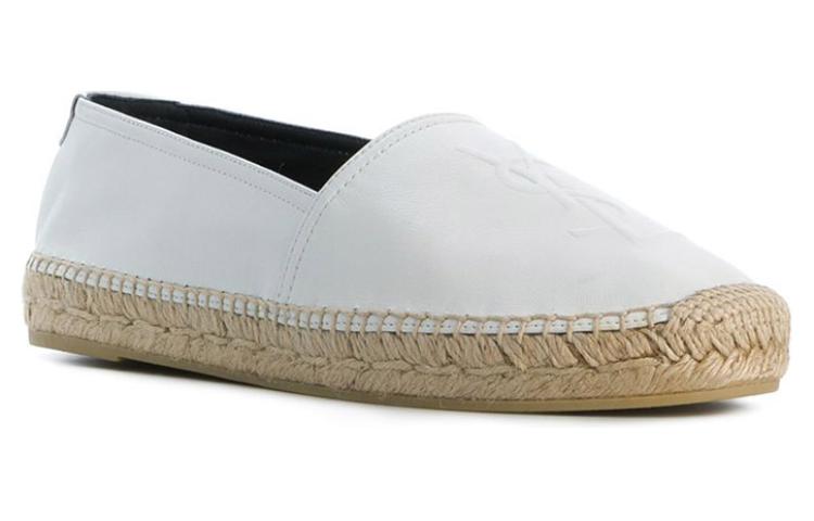 Lookbook (W) Saint Laurent Leren Slip-On ''Wit'' met Gegraveerd Design 4848900NO609030