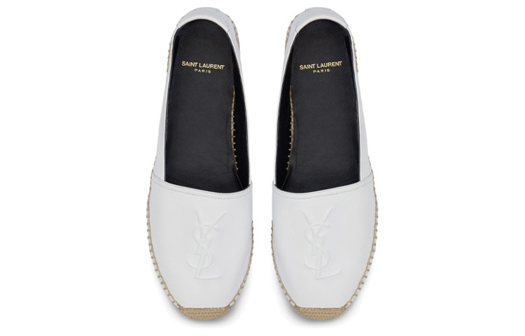 Purchase (W) Saint Laurent Leren Slip-On ''Wit'' met Gegraveerd Design 4848900NO609030