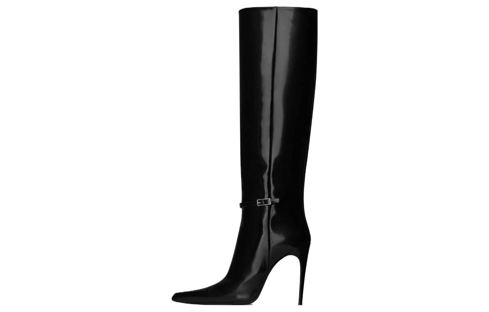 (Women) Saint Laurent Leather Fashion Pointed High-Top Boots 'Black' 755190AAAPI1000