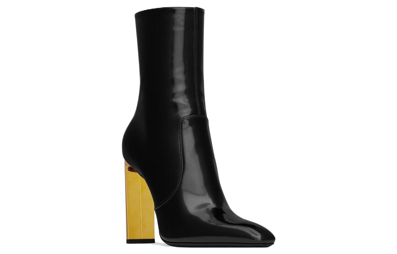 Lookbook (W) Bota de Tobillo en Cuero Saint Laurent Negra de Punta Estilizada 755201AACGX1000