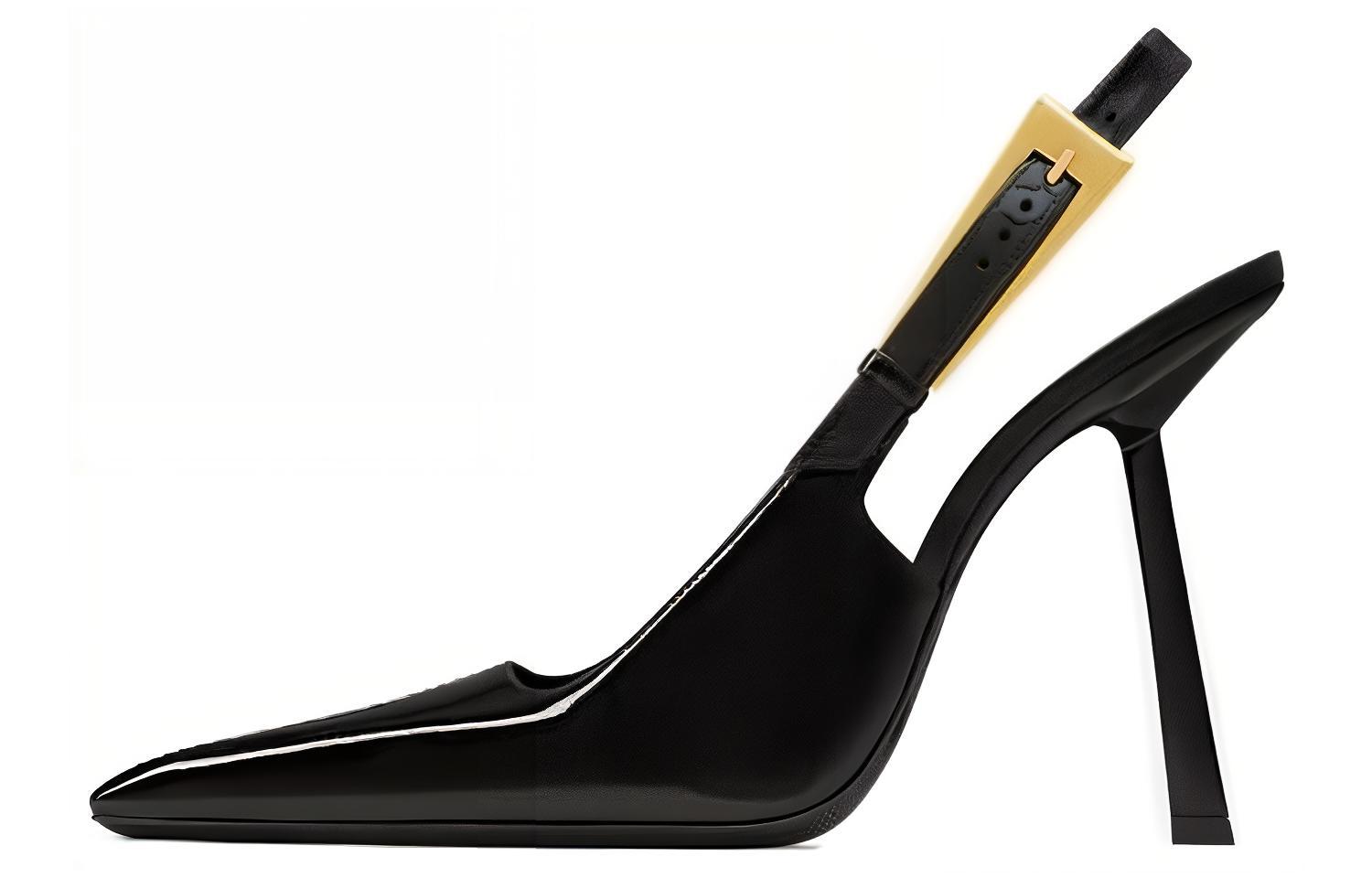 (W) Saint Laurent Leather High-Heel Sneakers 'Black'