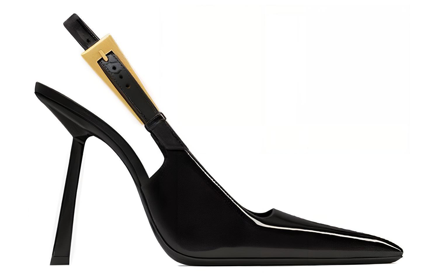 (W) Saint Laurent Leather High-Heel Sneakers 'Black' 圖 2