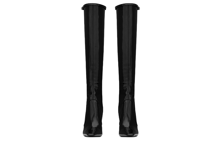 Lookbook (W) Botas Altas de Cuero Saint Laurent 'Punta Cuadrada Brillante Negra' 717560AAAPI1000