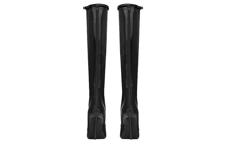 Shop (W) Botas Altas de Cuero Saint Laurent 'Punta Cuadrada Brillante Negra' 717560AAAPI1000