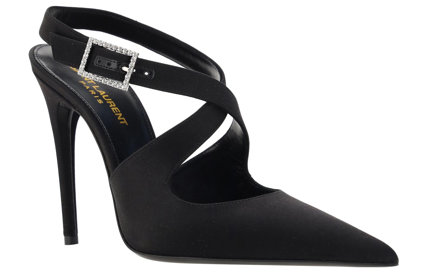 Shop (W) Saint Laurent Sepatu Hak Tinggi Kulit 'Stiletto Kenyamanan Elegan' 7560369QN001000