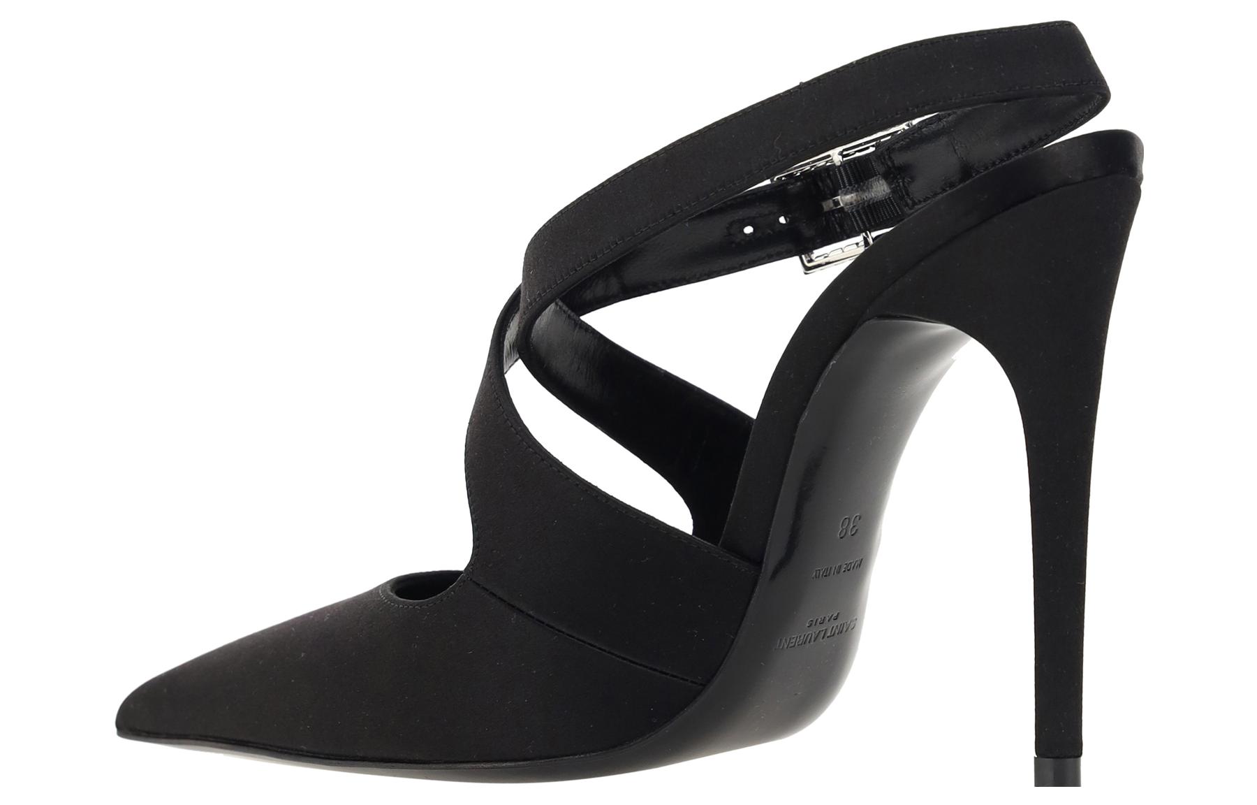 Purchase (W) Saint Laurent Sepatu Hak Tinggi Kulit 'Stiletto Kenyamanan Elegan' 7560369QN001000