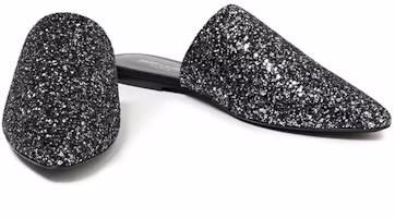 Shop SAINT LAURENT 皮革穆勒鞋 女款 黑色